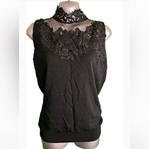 Adiva Lace Tank black Top Blouse